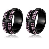 TK2386 - IP Black(Ion Plating) Stainless Steel Earrings with Top Grade Crystal in Light Amethyst - Alamode - Flyclothing LLC