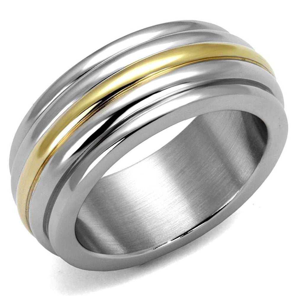 TK2390 - Two-Tone IP Gold (Ion Plating) Stainless Steel Ring with No Stone - Alamode - Flyclothing LLC