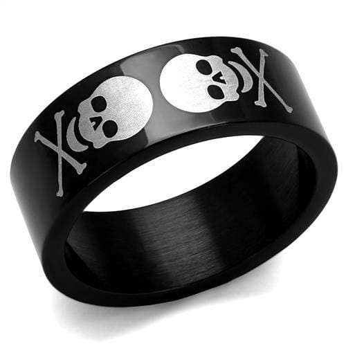 TK2400 - Two-Tone IP Black Stainless Steel Ring with No Stone - Alamode - Flyclothing LLC