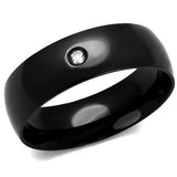 TK2409 - IP Black(Ion Plating) Stainless Steel Ring with AAA Grade CZ in Clear - Alamode - Flyclothing LLC