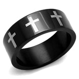 TK2410 - Two-Tone IP Black (Ion Plating) Stainless Steel Ring with No Stone - Alamode - Flyclothing LLC