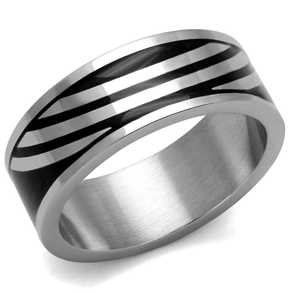TK2411 - High polished (no plating) Stainless Steel Ring with Epoxy in Jet - Alamode - Flyclothing LLC