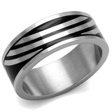 TK2411 - High polished (no plating) Stainless Steel Ring with Epoxy in Jet - Alamode - Flyclothing LLC