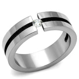 TK2412 - High polished (no plating) Stainless Steel Ring with AAA Grade CZ in Clear - Alamode - Flyclothing LLC