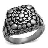 TK2420 - Antique Silver Stainless Steel Ring with Epoxy in Jet - Alamode - Flyclothing LLC