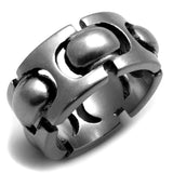 TK2421 - Antique Silver Stainless Steel Ring with Epoxy in Jet - Alamode - Flyclothing LLC