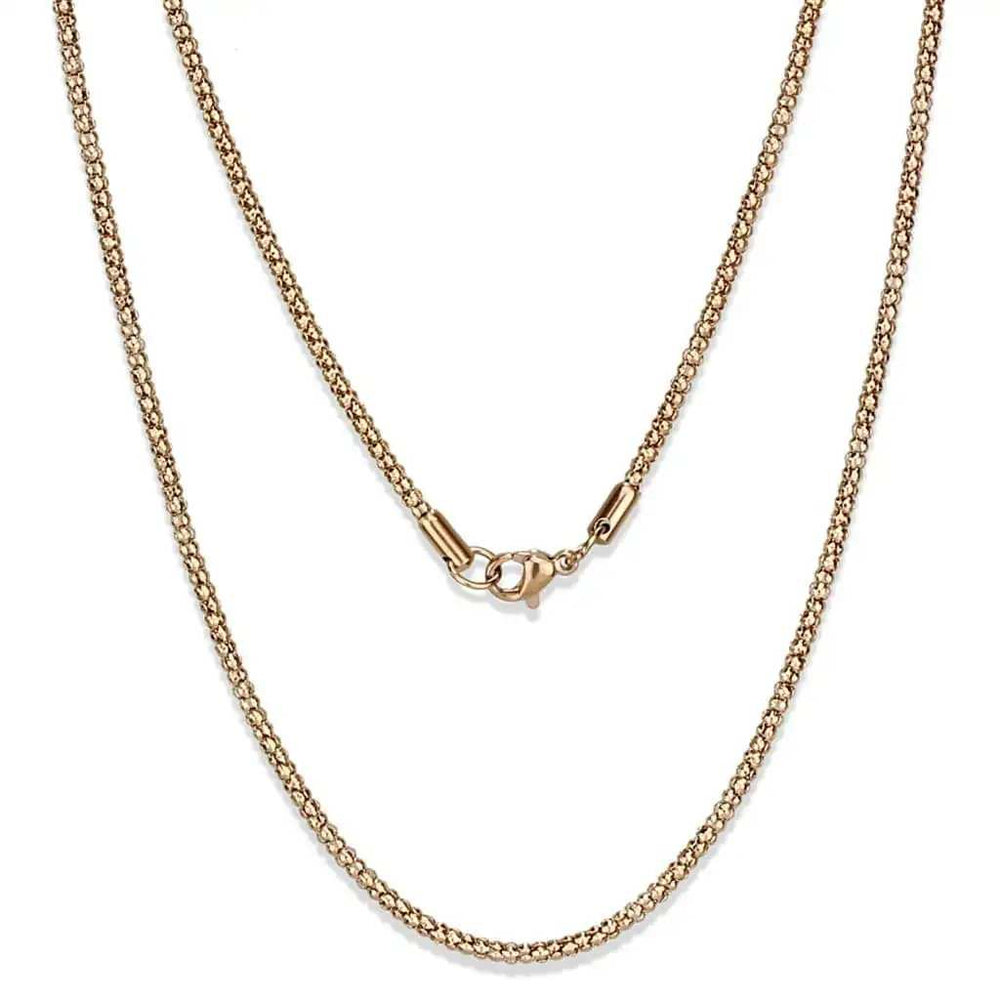 TK2424R - IP Rose Gold(Ion Plating) Stainless Steel Chain with No Stone - Alamode - Flyclothing LLC