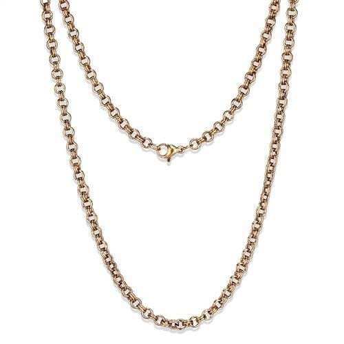 TK2438R - IP Rose Gold(Ion Plating) Stainless Steel Chain with No Stone - Alamode - Flyclothing LLC