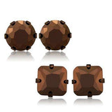 TK2443 - Two Tone IP Light Brown (IP Light coffee) Stainless Steel Earrings with AAA Grade CZ in Light Coffee - Alamode - Flyclothing LLC