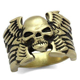 TK2445 - IP Antique Copper Stainless Steel Ring with Epoxy in Jet - Alamode - Flyclothing LLC