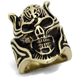 TK2446 - IP Antique Copper Stainless Steel Ring with Epoxy in Jet - Alamode - Flyclothing LLC