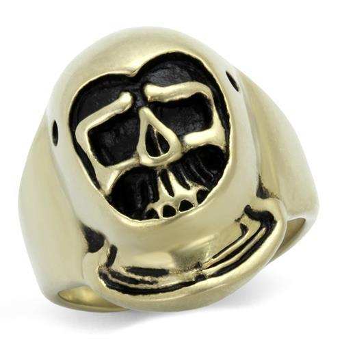 TK2447 - IP Antique Copper Stainless Steel Ring with Epoxy in Jet - Alamode - Flyclothing LLC