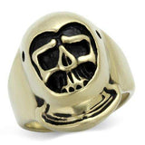 TK2447 - IP Antique Copper Stainless Steel Ring with Epoxy in Jet - Alamode - Flyclothing LLC