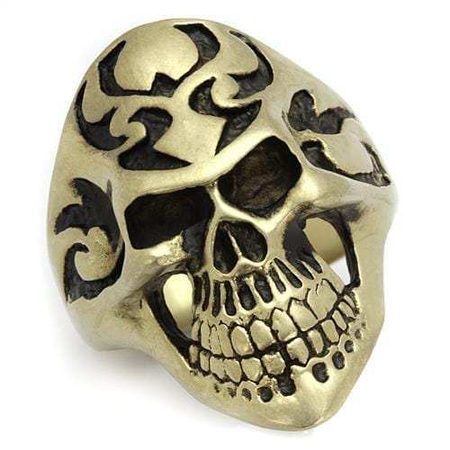 TK2448 - IP Antique Copper Stainless Steel Ring with Epoxy in Jet - Alamode - Flyclothing LLC