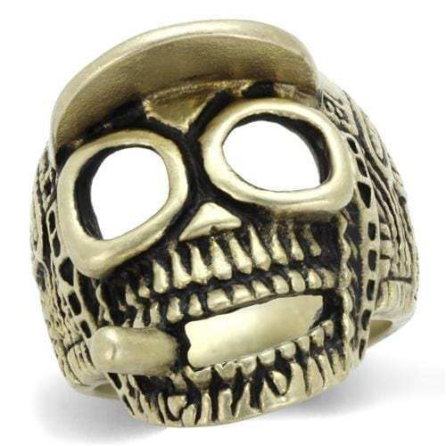 TK2449 - IP Antique Copper Stainless Steel Ring with Epoxy in Jet - Alamode - Flyclothing LLC