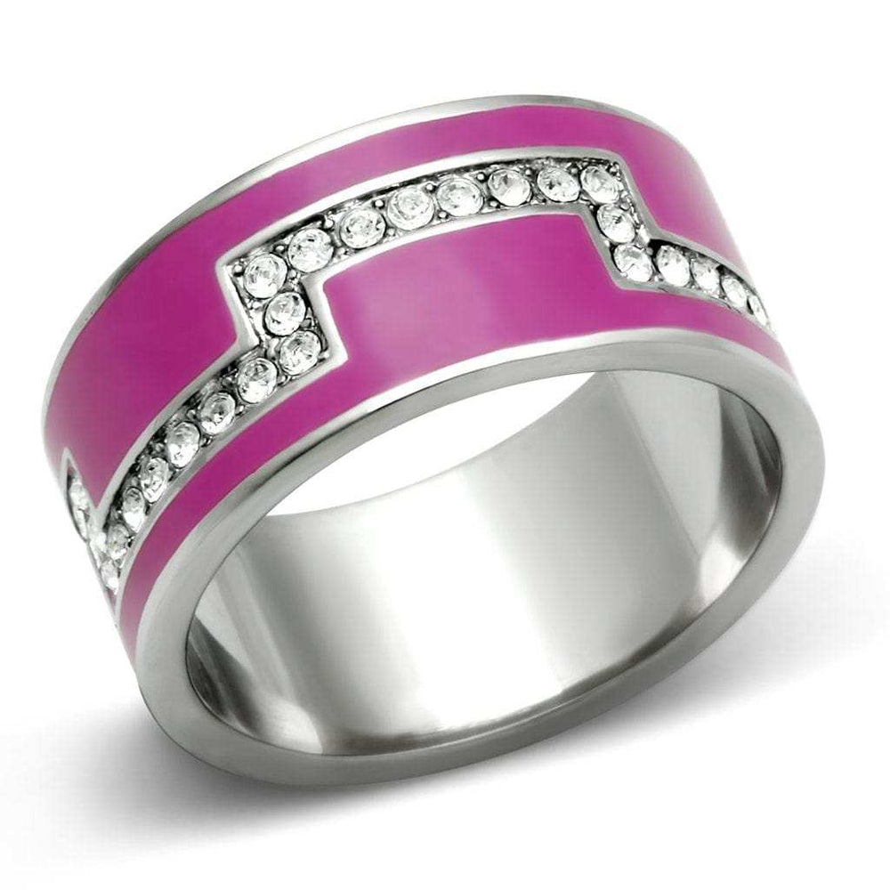 TK244 - High polished (no plating) Stainless Steel Ring with Top Grade Crystal in Clear - Alamode - Flyclothing LLC