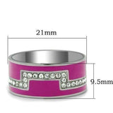 TK244 - High polished (no plating) Stainless Steel Ring with Top Grade Crystal in Clear - Alamode - Flyclothing LLC