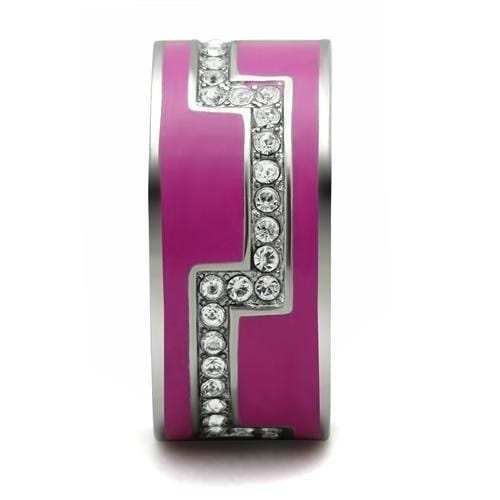 TK244 - High polished (no plating) Stainless Steel Ring with Top Grade Crystal in Clear - Alamode - Flyclothing LLC