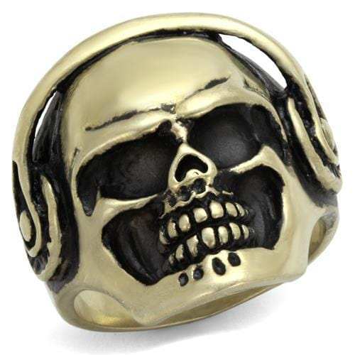 TK2451 - IP Antique Copper Stainless Steel Ring with Epoxy in Jet - Alamode - Flyclothing LLC