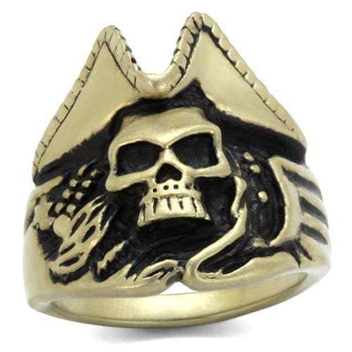 TK2453 - IP Antique Copper Stainless Steel Ring with Epoxy in Jet - Alamode - Flyclothing LLC