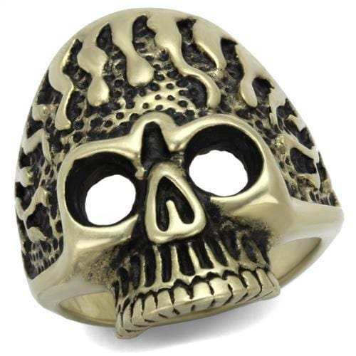 TK2455 - IP Antique Copper Stainless Steel Ring with Epoxy in Jet - Alamode - Flyclothing LLC