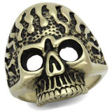 TK2455 - IP Antique Copper Stainless Steel Ring with Epoxy in Jet - Alamode - Flyclothing LLC