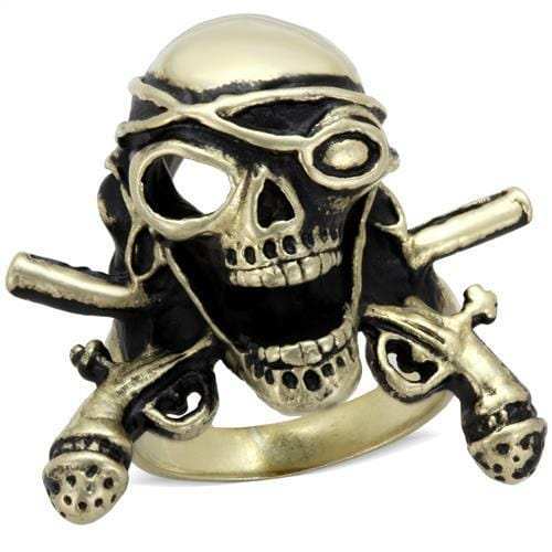 TK2456 - IP Antique Copper Stainless Steel Ring with Epoxy in Jet - Alamode - Flyclothing LLC