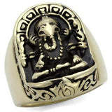TK2457 - IP Antique Copper Stainless Steel Ring with Epoxy in Jet - Alamode - Flyclothing LLC