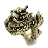 TK2458 - IP Antique Copper Stainless Steel Ring with Epoxy in Jet - Alamode - Flyclothing LLC