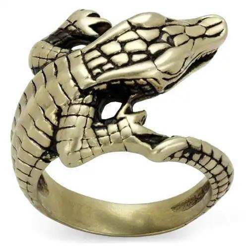 TK2459 - IP Antique Copper Stainless Steel Ring with Epoxy in Jet - Alamode - Flyclothing LLC