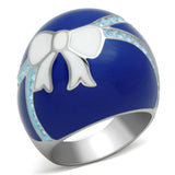 TK245 - High polished (no plating) Stainless Steel Ring with Top Grade Crystal in Sea Blue - Alamode - Flyclothing LLC