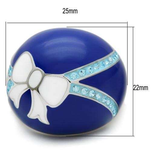 TK245 - High polished (no plating) Stainless Steel Ring with Top Grade Crystal in Sea Blue - Alamode - Flyclothing LLC