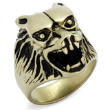 TK2462 - IP Antique Copper Stainless Steel Ring with Epoxy in Jet - Alamode - Flyclothing LLC