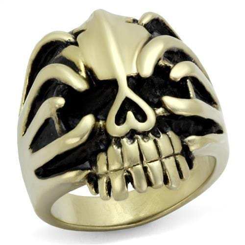 TK2463 - IP Antique Copper Stainless Steel Ring with Epoxy in Jet - Alamode - Flyclothing LLC