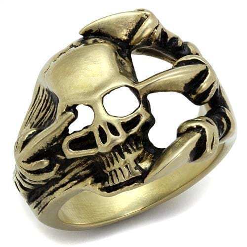 TK2464 - IP Antique Copper Stainless Steel Ring with Epoxy in Jet - Alamode - Flyclothing LLC