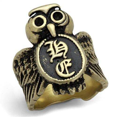 TK2465 - IP Antique Copper Stainless Steel Ring with Epoxy in Jet - Alamode - Flyclothing LLC