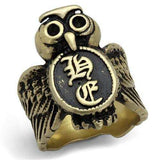 TK2465 - IP Antique Copper Stainless Steel Ring with Epoxy in Jet - Alamode - Flyclothing LLC