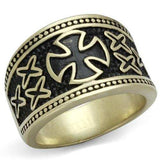 TK2469 - IP Antique Copper Stainless Steel Ring with Epoxy in Jet - Alamode - Flyclothing LLC