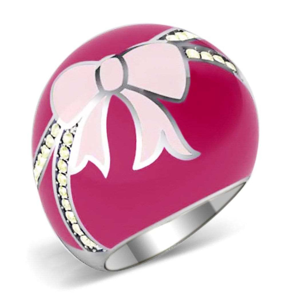 TK246 - High polished (no plating) Stainless Steel Ring with Top Grade Crystal in Citrine Yellow - Alamode - Flyclothing LLC