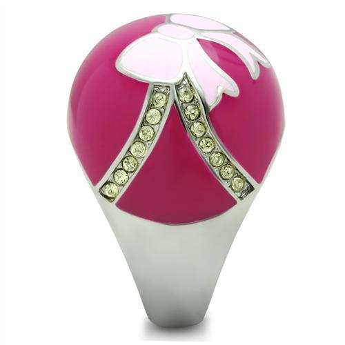 TK246 - High polished (no plating) Stainless Steel Ring with Top Grade Crystal in Citrine Yellow - Alamode - Flyclothing LLC