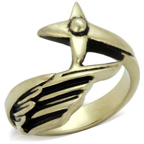 TK2470 - IP Antique Copper Stainless Steel Ring with Epoxy in Jet - Alamode - Flyclothing LLC