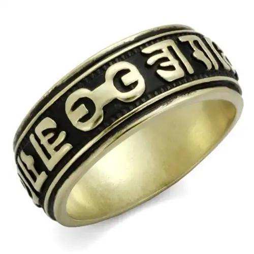 TK2471 - IP Antique Copper Stainless Steel Ring with Epoxy in Jet - Alamode - Flyclothing LLC