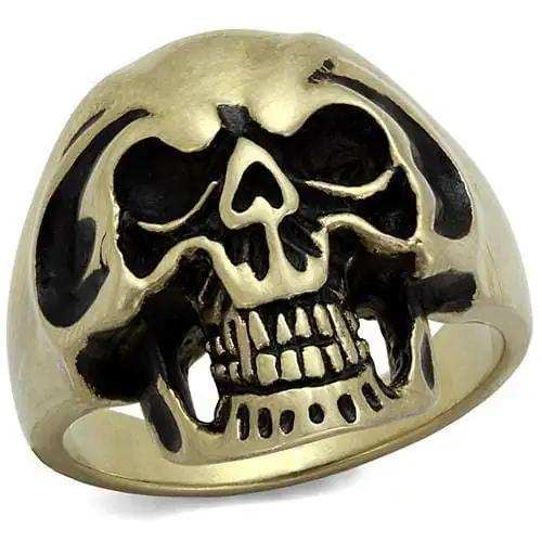 TK2472 - IP Antique Copper Stainless Steel Ring with Epoxy in Jet - Alamode - Flyclothing LLC