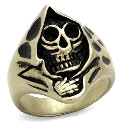 TK2474 - IP Antique Copper Stainless Steel Ring with Epoxy in Jet - Alamode - Flyclothing LLC