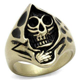 TK2474 - IP Antique Copper Stainless Steel Ring with Epoxy in Jet - Alamode - Flyclothing LLC