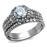 TK2476 - High polished (no plating) Stainless Steel Ring with AAA Grade CZ in Clear - Alamode - Flyclothing LLC