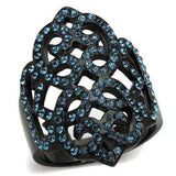 TK2481 - IP Black(Ion Plating) Stainless Steel Ring with Top Grade Crystal in Montana - Alamode - Flyclothing LLC