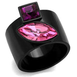 TK2484 - IP Black(Ion Plating) Stainless Steel Ring with Top Grade Crystal in Rose - Alamode - Flyclothing LLC