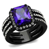 TK2486 - IP Black(Ion Plating) Stainless Steel Ring with AAA Grade CZ in Tanzanite - Alamode - Flyclothing LLC