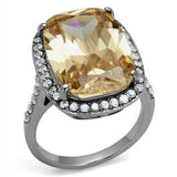 TK2503 - High polished (no plating) Stainless Steel Ring with AAA Grade CZ in Champagne - Alamode - Flyclothing LLC